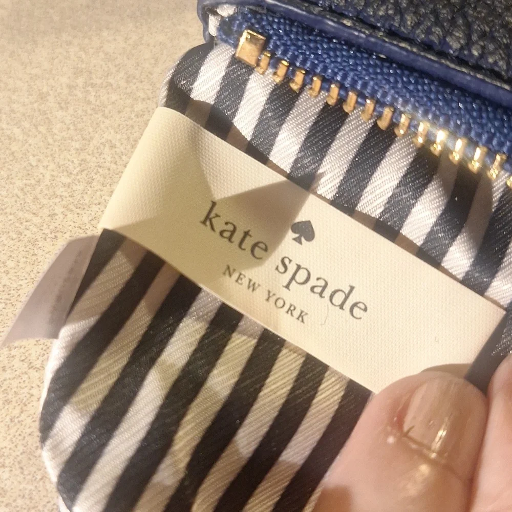 Kate Spade Blue Pebbled Leather Wristlet